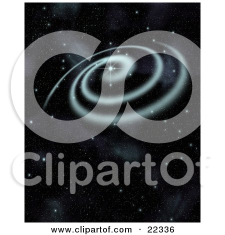 Clipart Illustration of a Fictional Blue Spiral Galaxy Spinning With Stars Of Outer Space by KJ Pargeter