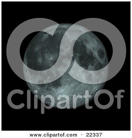 Clipart Illustration of a Fictional Green Moon With Craters, Suspended Against The Blackness Of Outer Space by KJ Pargeter