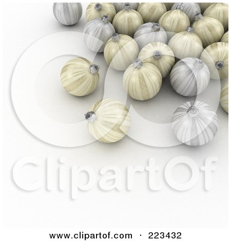 Royalty-Free (RF) Clipart Illustration of 3d Gold And Silver Christmas Bauble Ornaments by stockillustrations