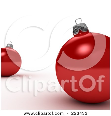 Royalty-Free (RF) Clipart Illustration of Two 3d Matte Red Christmas Bauble Ornaments by stockillustrations