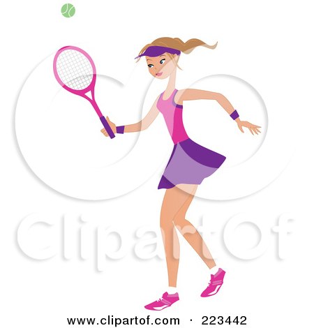 Royalty-Free (RF) Clipart Illustration of a Dirty Blond Woman Playing Tennis by peachidesigns