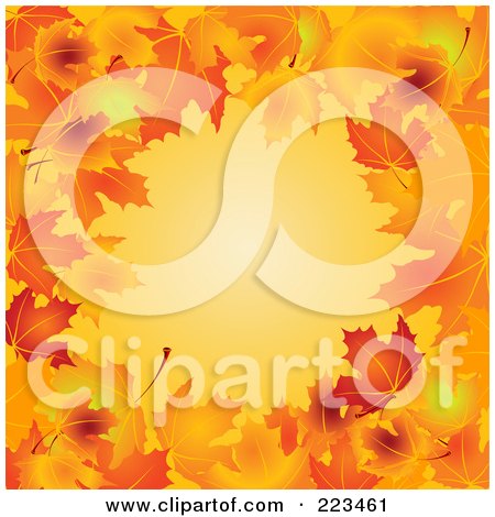 Royalty-Free (RF) Clipart Illustration of a Border Of Autumn Leaves Around Orange by Pushkin