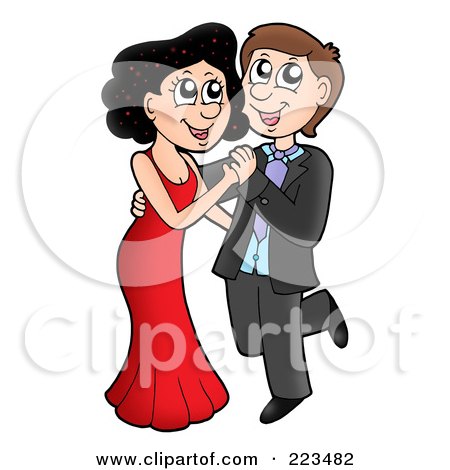 Royalty-Free (RF) Clipart Illustration of a Happy Couple Dancing Together by visekart