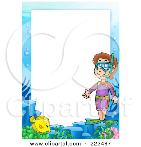 Royalty-Free (RF) Clipart Illustration of a Snorkel Border Frame Around White Space - 2 by visekart