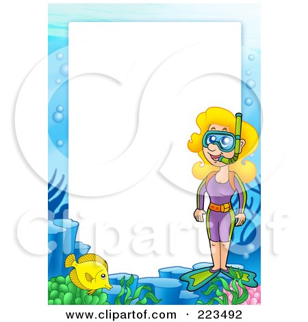 Royalty-Free (RF) Clipart Illustration of a Snorkel Border Frame Around White Space - 1 by visekart