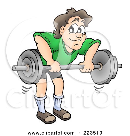 Royalty-Free (RF) Clipart Illustration of a Man Doing Bent Over Barbell Rows by visekart