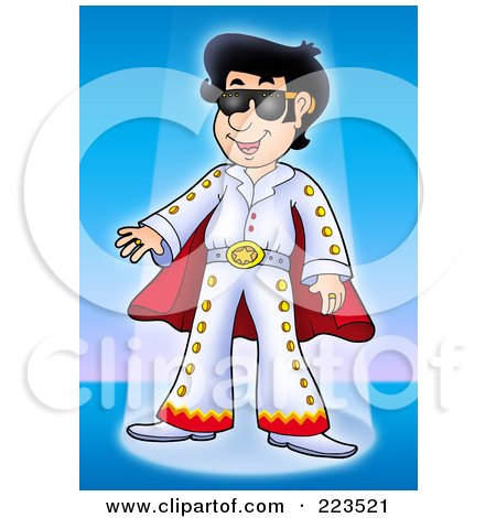 Royalty-Free (RF) Clipart Illustration of an Elvis Impersonator In The Spotlight by visekart
