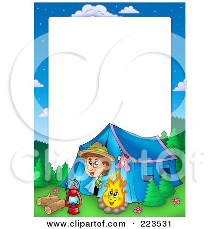 Royalty-Free (RF) Clipart Illustration of a Boy Camping Border Frame Around White Space - 2 by visekart
