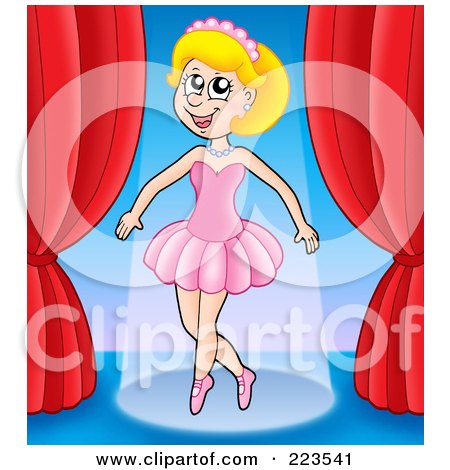 Royalty-Free (RF) Clipart Illustration of a Blond Ballerina Performing In A Pink Tutu by visekart