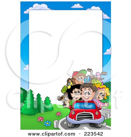 Royalty-Free (RF) Clipart Illustration of a Driving Family Border Frame Around White Space by visekart