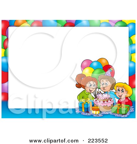 Royalty-Free (RF) Clipart Illustration of a Birthday Party Border Frame Around White Space by visekart