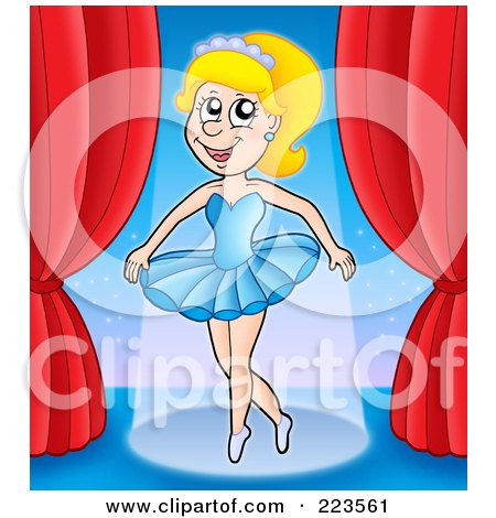 Royalty-Free (RF) Clipart Illustration of a Blond Ballerina Performing In A Blue Tutu by visekart