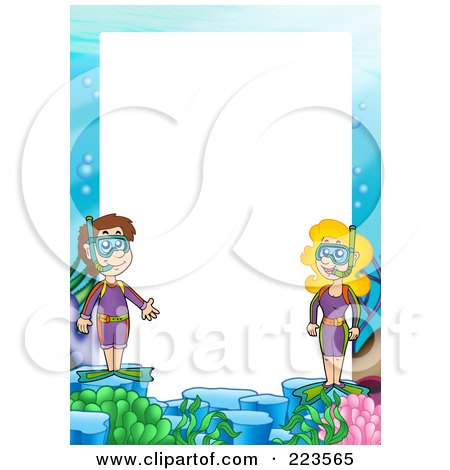 Royalty-Free (RF) Clipart Illustration of a Snorkel Border Frame Around White Space - 3 by visekart