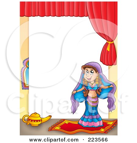 Royalty-Free (RF) Clipart Illustration of a Belly Dancer Frame Around White Space by visekart