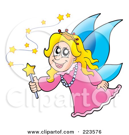 Royalty-Free (RF) Clipart Illustration of a Magic Fairy With BlueWings by visekart