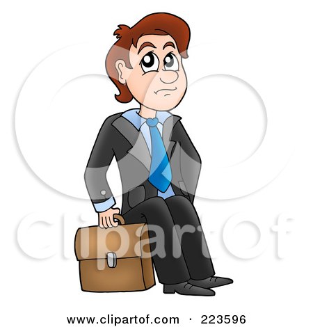 Royalty-Free (RF) Clipart Illustration of a Businessman Sitting By A Briefcase by visekart