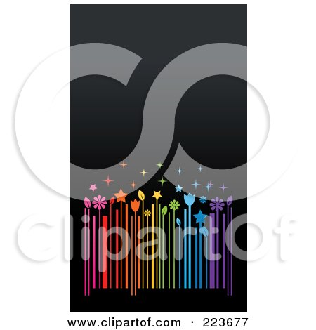 Royalty-Free (RF) Clipart Illustration of a Business Card Design Of A Colorful Floral Barcode On Gray by Eugene