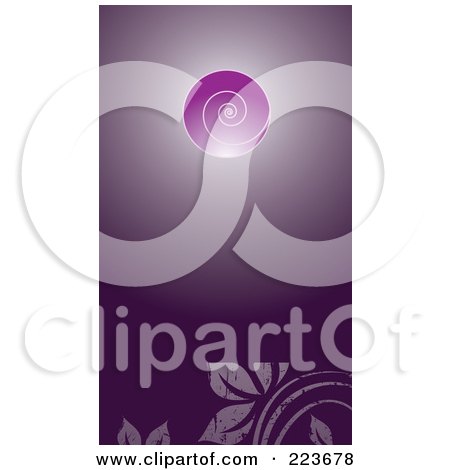 Royalty-Free (RF) Clipart Illustration of a Business Card Design Of A Purple Spiral On Purple With A Floral Design by Eugene