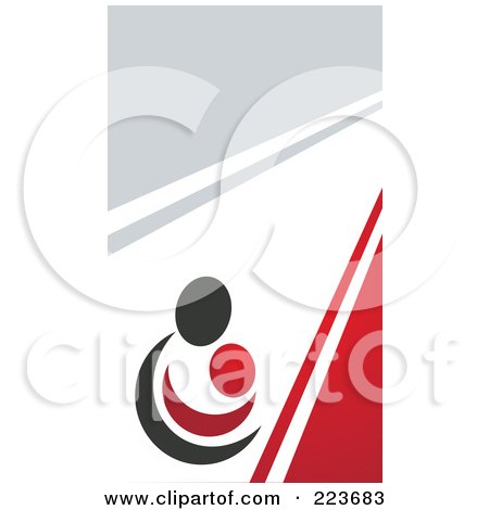 Royalty-Free (RF) Clipart Illustration of a Business Card Design Of An Abstract Mother And Child On Gray, White And Red by Eugene