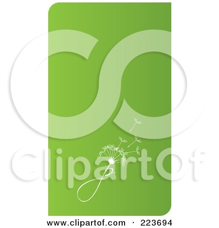 Royalty-Free (RF) Clipart Illustration of a Business Card Design Of A Dandelion Seedhead On Green by Eugene