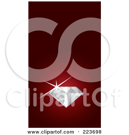 Royalty-Free (RF) Clipart Illustration of a Business Card Design Of A Sparkling Diamond On Red by Eugene