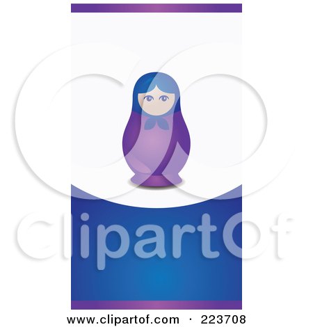 Royalty-Free (RF) Clipart Illustration of a Business Card Design Of A Nesting Doll On A Purple, Blue And White Background by Eugene