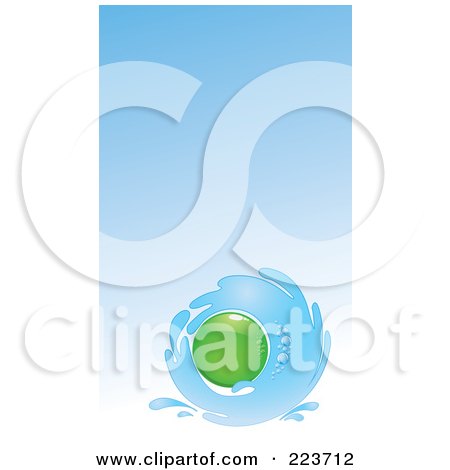 Royalty-Free (RF) Clipart Illustration of a Business Card Design Of A Splash Of Water Around A Green Circle On Blue by Eugene