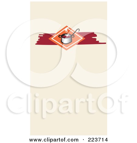 Royalty-Free (RF) Clipart Illustration of a Business Card Design Of A Hot Pot Of Soup On A Beige Background by Eugene