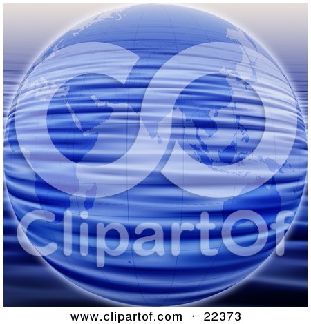 Clipart Illustration of Blue Planet Earth With A Rippling Water Pattern by KJ Pargeter