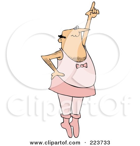 Royalty-Free (RF) Clipart Illustration of a Hairy Male Ballerina Pointing Up One Finger And Balancing On His Toes by djart