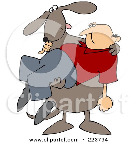 Royalty-Free (RF) Clipart Illustration of a Big Dog Carrying A Man by djart