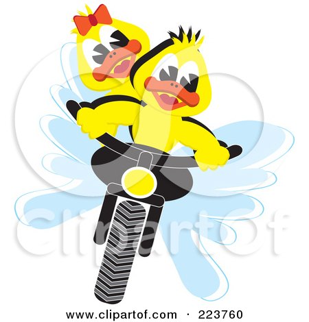 Royalty-Free (RF) Clipart Illustration of a Biker Duck Couple On A Motorcycle by kaycee