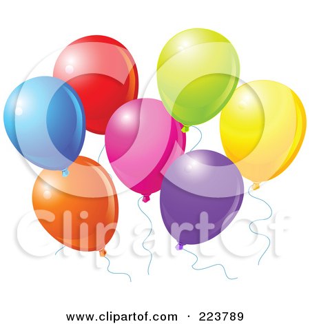 Royalty-Free (RF) Clipart Illustration of a Group Of Matte Colorful Balloons by Pushkin