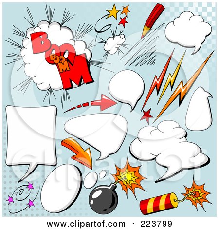 Royalty-Free (RF) Clipart Illustration of a Digital Collage Of Comic Clouds And Words - 5 by Pushkin