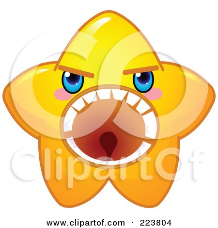 Royalty-Free (RF) Clipart Illustration of a Cute Yellow Star Character Screaming by Pushkin