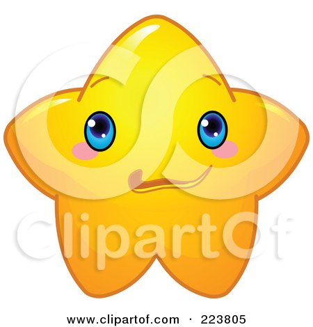 Royalty-Free (RF) Clipart Illustration of a Cute Yellow Star Character Biting His Lip by Pushkin