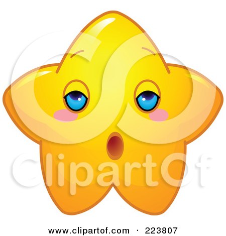 Royalty-Free (RF) Clipart Illustration of a Cute Yellow Star Character With A Tired Expression by Pushkin