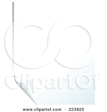 Royalty-Free (RF) Clipart Illustration of a Blank White Page With The Bottom Left Corner Turning, Over White by Pushkin