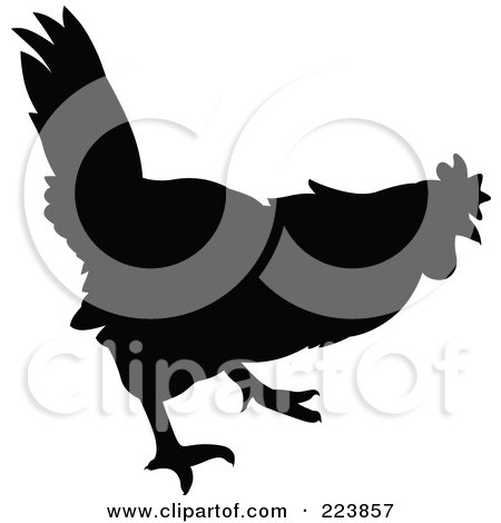 Royalty-Free (RF) Clipart Illustration of a Black Silhouetted Cockerel - 6 by dero