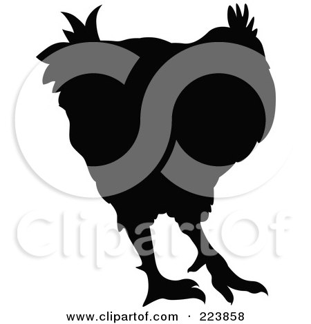 Royalty-Free (RF) Clipart Illustration of a Black Silhouetted Cockerel - 2 by dero