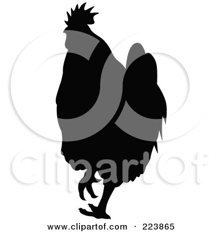 Royalty-Free (RF) Clipart Illustration of a Black Silhouetted Cockerel - 12 by dero