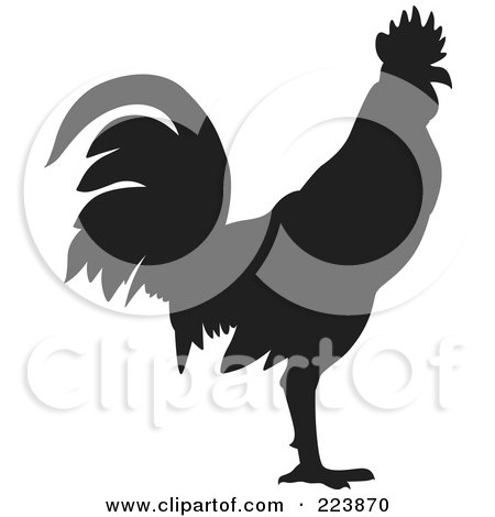 Royalty-Free (RF) Clipart Illustration of a Black Silhouetted Cockerel - 11 by dero