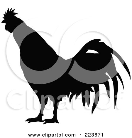 Royalty-Free (RF) Clipart Illustration of a Black Silhouetted Cockerel - 1 by dero