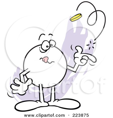 Royalty-Free (RF) Clipart Illustration of a Moodie Character Flipping A Coin by Johnny Sajem