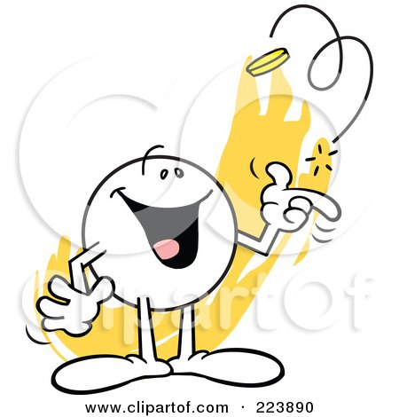 Royalty-Free (RF) Clipart Illustration of a Happy Moodie Character Flipping A Coin by Johnny Sajem