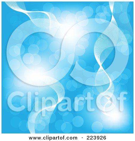 Royalty-Free (RF) Clipart Illustration of White Mesh Waves Over Sparkling Blue by cidepix