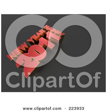 Royalty-Free (RF) Clipart Illustration of a 3d Red Happy New Year 2011 Greeting On Gray by chrisroll