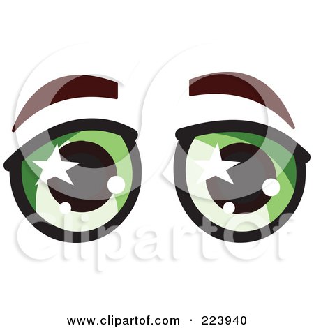 Royalty-Free (RF) Clipart Illustration of a Pair Of Starry Green Male Eyes by yayayoyo