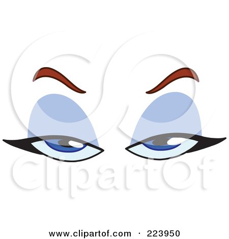 Royalty-Free (RF) Clipart Illustration of a Pair Of Evil Blue Female Eyes by yayayoyo