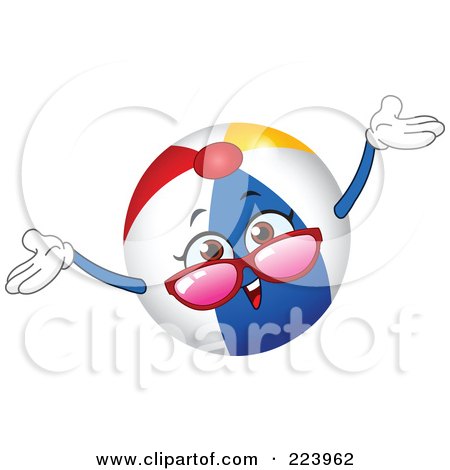 Royalty-Free (RF) Clipart Illustration of a Friendly Beach Ball Character Holding His Arms Up by yayayoyo